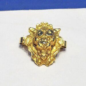 Vintage Gold Tone Lion Head Scarf Clip